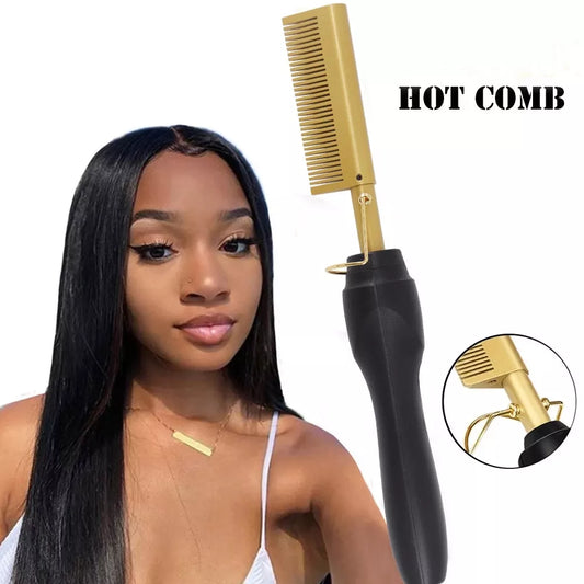 2 in 1 Electric Hot Heating Comb/Hair Straightener Curler